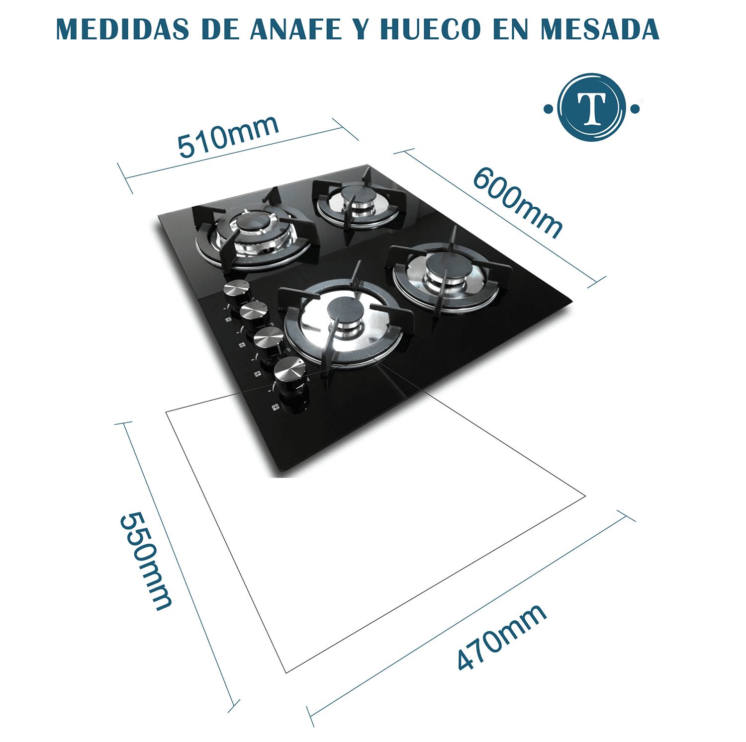 Placa de Cocina Tramontina a Gas 4 Hornallas 55cm