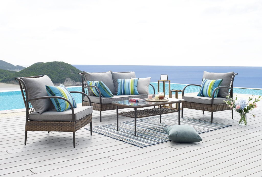 Juego de Jardín o patio 4 piezas en Rattán Plástico y Estructura en