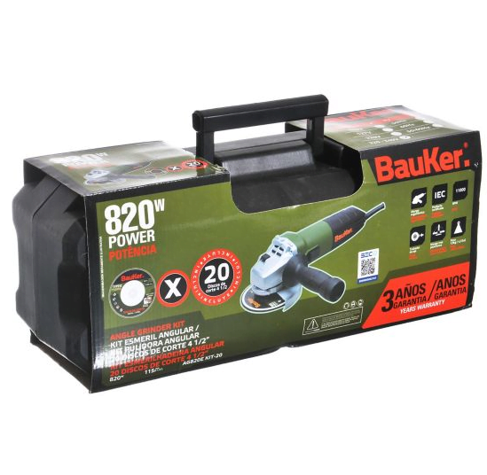 Amoladora 820w con 20 discos 4 1/2" Bauker - Imagen 9
