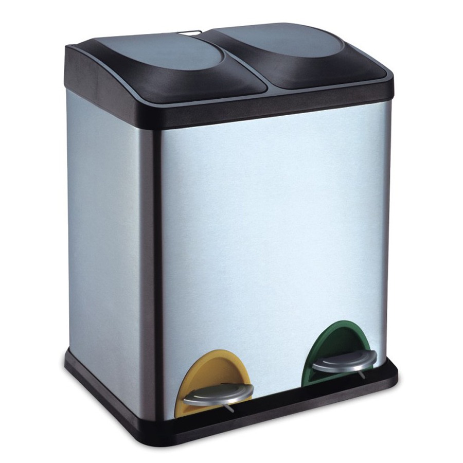 Papelera Con 2 Compartimentos X 15Lts C/Pedales