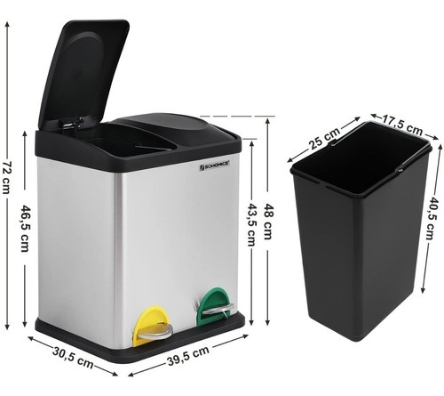 Papelera Con 2 Compartimentos X 15Lts C/Pedales - Imagen 3
