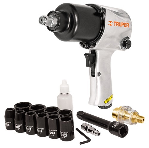 Kit de Llave de Impacto TPN-734 + 10DAD + EXT.5" + Aceite Truper TPN-734H-2K
