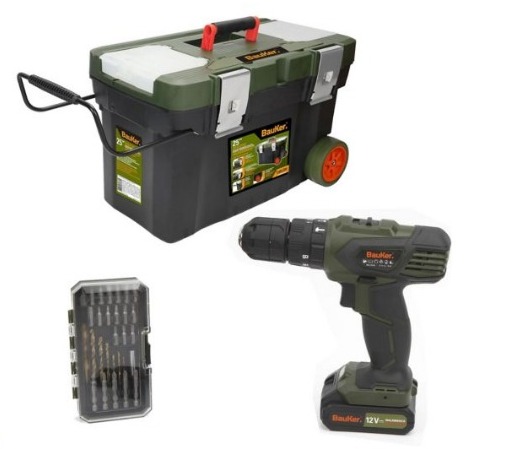 Taladro Bauker Percutor Inalambrico 10 mm 12V + Carro herramientas - El  Bunkker
