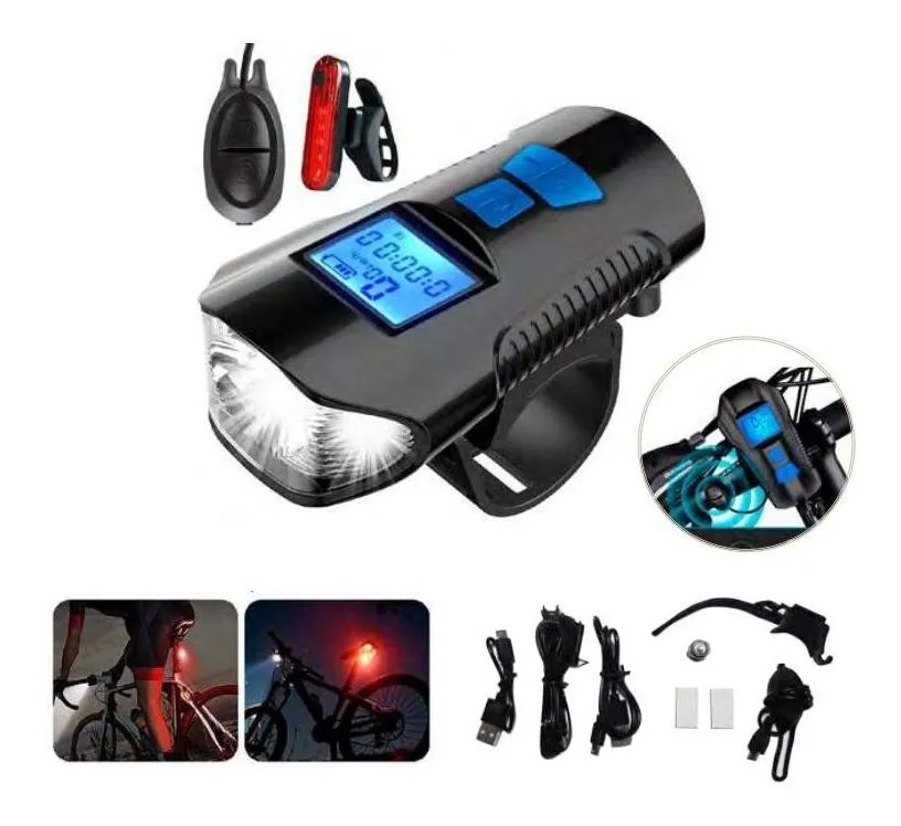 Kit Luz Recargable Delantera y Trasera con Odometro y Bocina