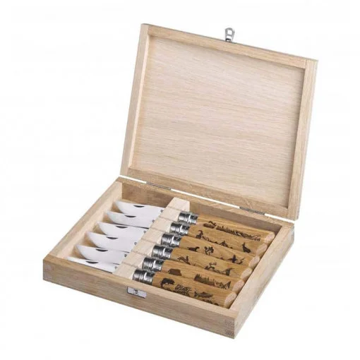 Caja de Madera Opinel con 6 Navajas N°08 Animalia
