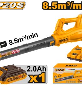 Sopladora a Bateria INGCO  20V P20S 8.5 M3/MIN Con Bat Con Cargador