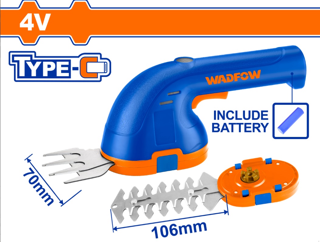 Mini Corta Cerco Jardin Wadfow Bateria 4V Usb 106mm - Imagen 2