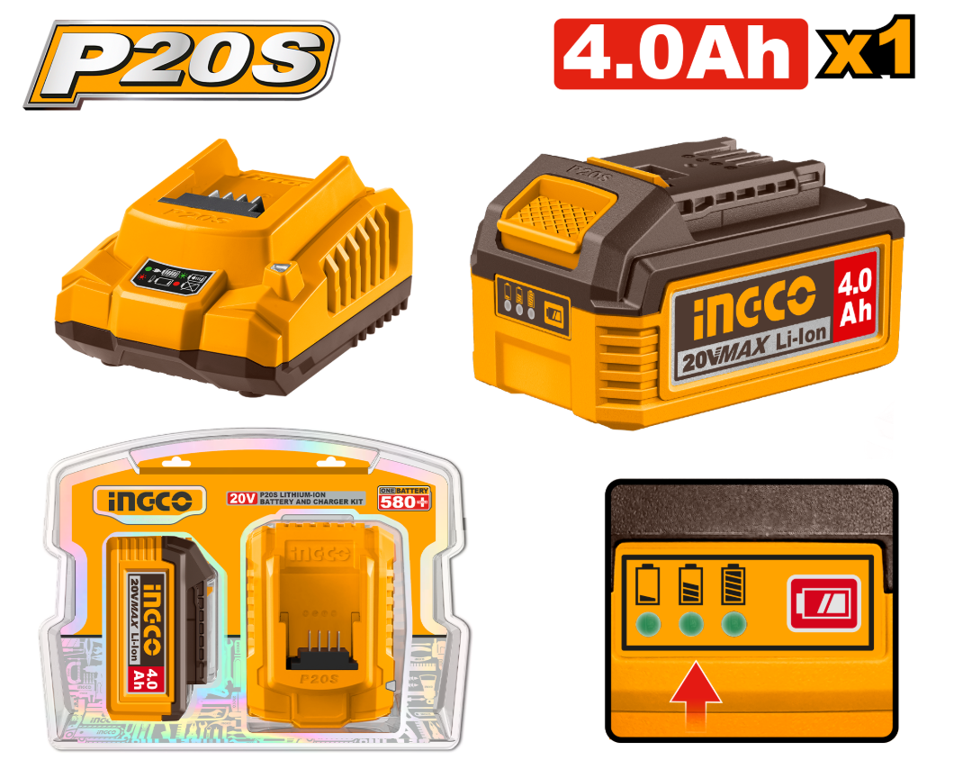 Set X1 Bateria 20V 4.0AH + 1 Cargador Iingco FBCPK1012