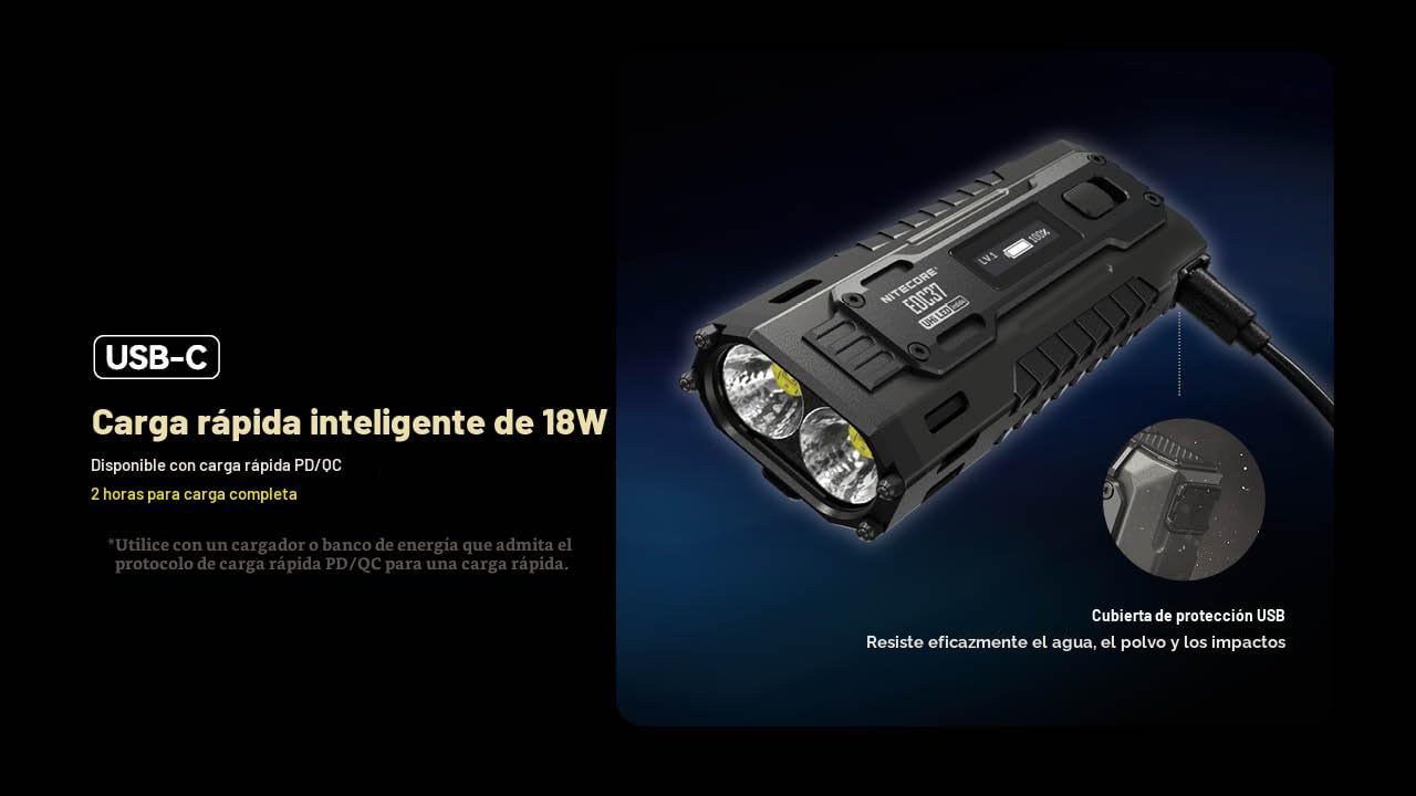 Linterna Táctica EDC Definitiva Nitecore EDC37 de 8000 Lúmenes Con Display Oled - Imagen 3