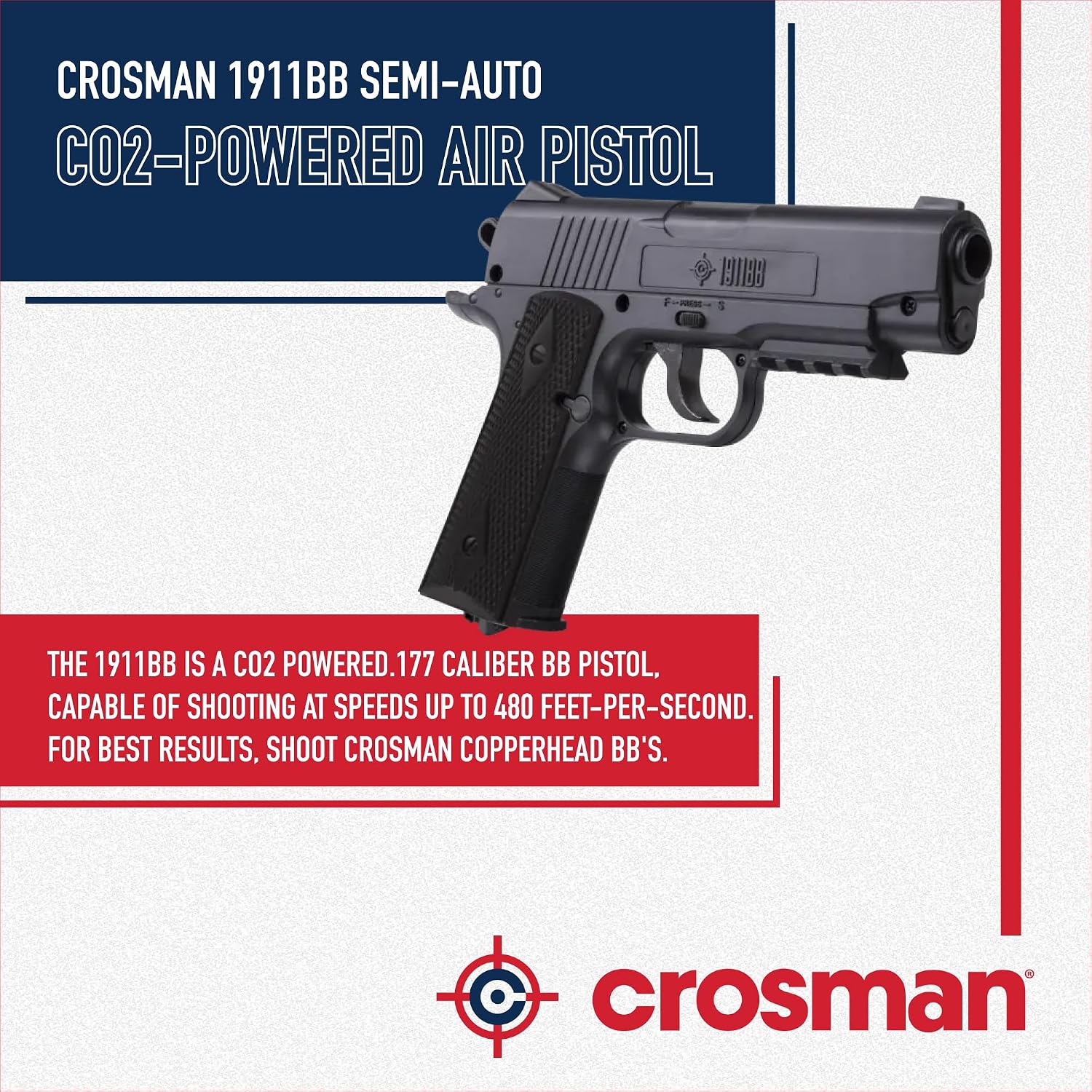 Pistola De Aire Crosman Purchased 1911BB Semi-auto BB - CO2 - Imagen 4