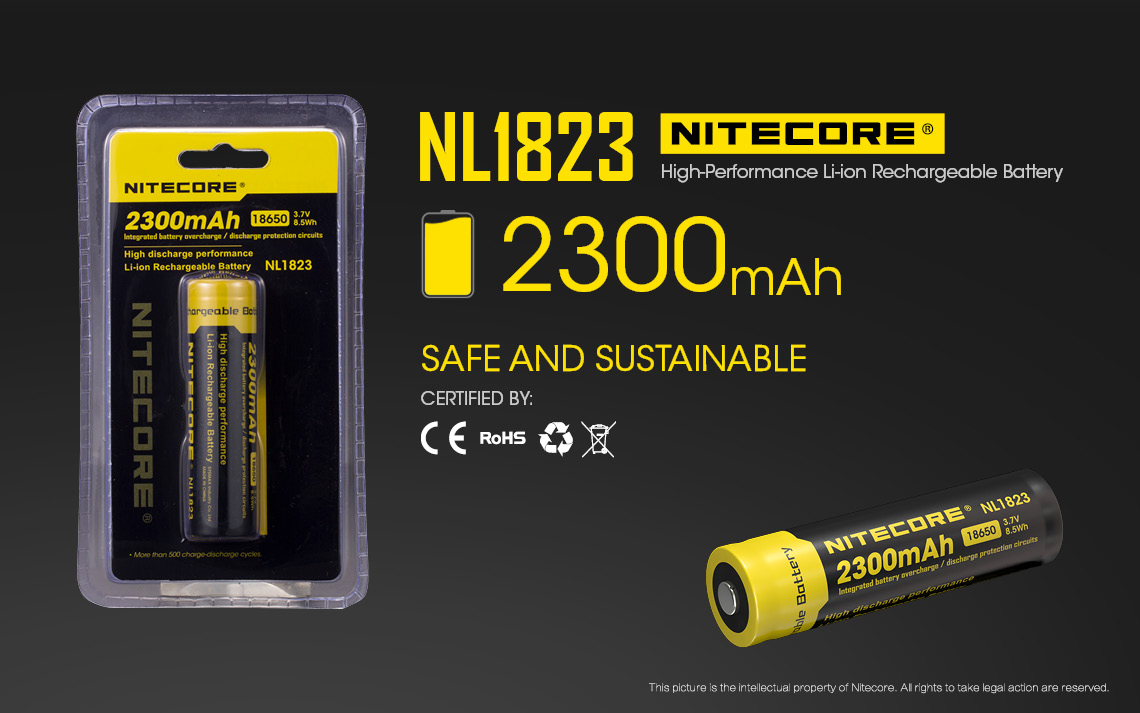Set Bateria Li-Ion Nitecore NL1823 Recargable 2300 mAh De Alto Rendimiento X 2 - Imagen 6