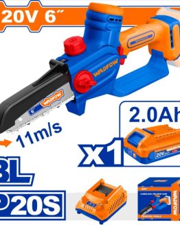 Mini Motosierra Wadfow 6"" A Bateria P20S 20V Brushless C/Cadena + Vaina + Llave Inglesa + Bat + Cargador Wadfow WCLP562